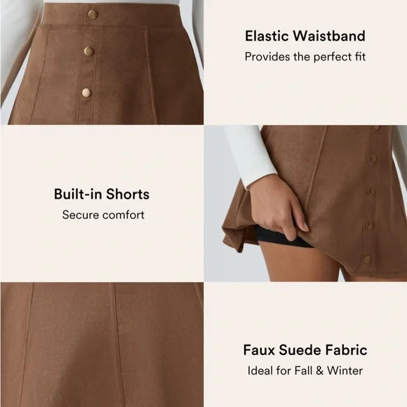 HALARA Brown Button-Front Mini Skirt - Picture 2 of 3
